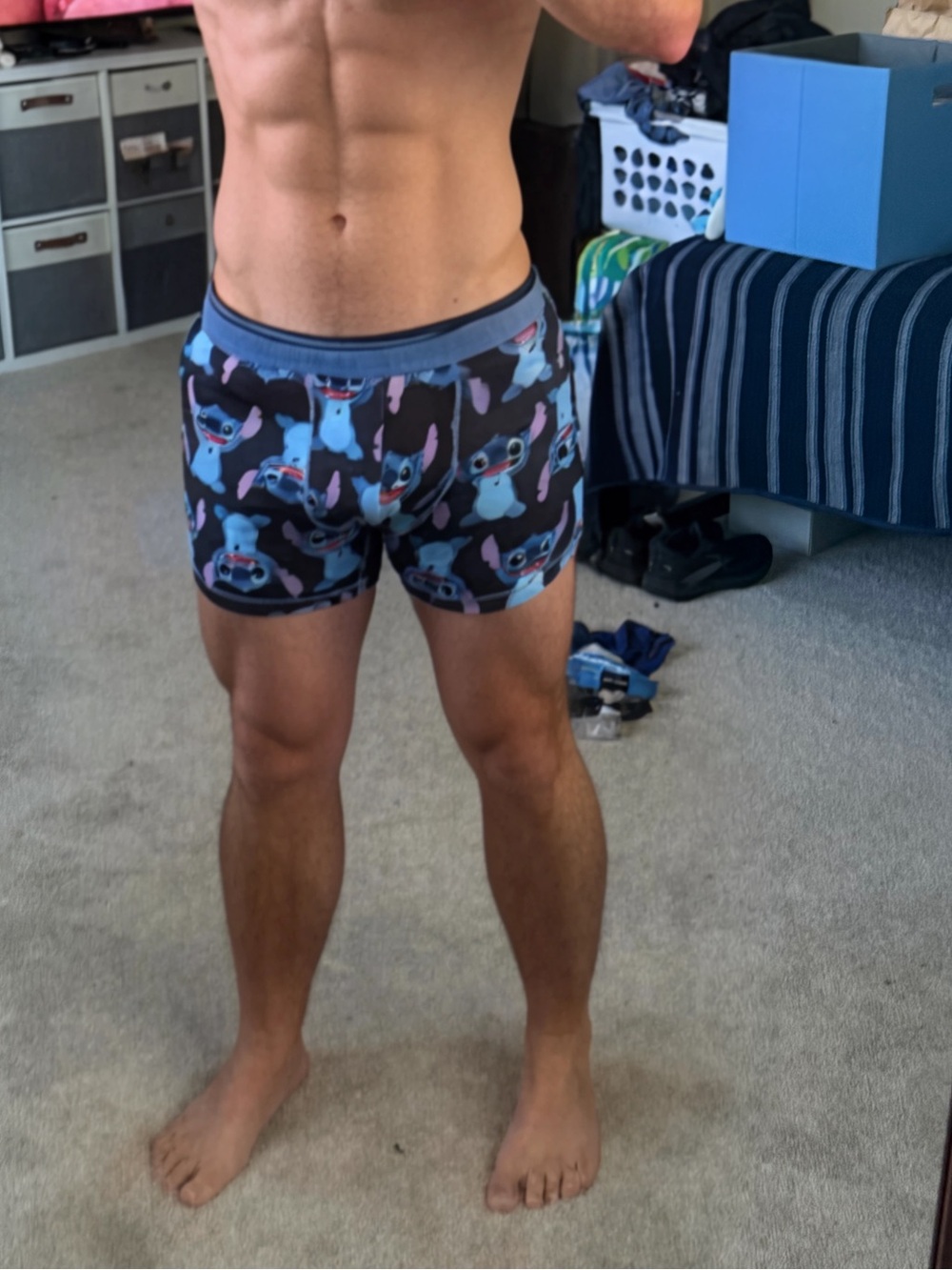 Men's Black Boxer Briefs - Playful Stitch Print Medium